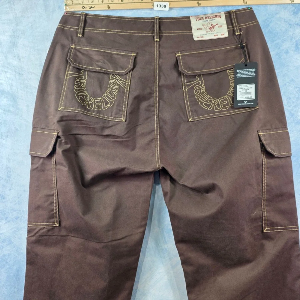 True Religion Mens‎ Bracken Cargo SN Pant EMB Brown Horseshoe Size 36 NWT